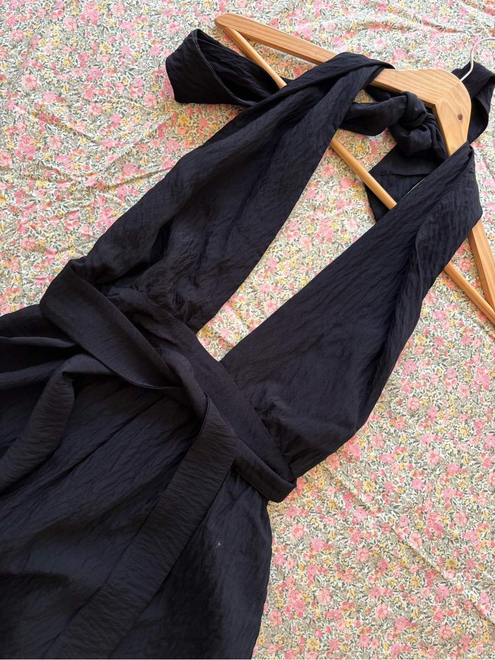 Black maxi  Halter Wrap Dress - Women's swim cover or dress